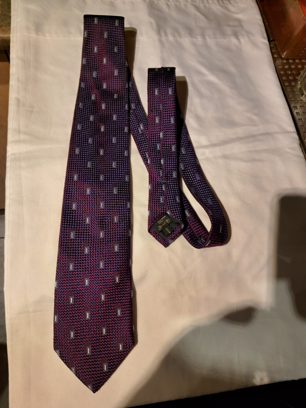 Ermenegildo Zegna Purple Patterned Silk Tie with Light Blue Accents